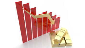 gold bar and chart arrow down for gold price content 3d rendering photo