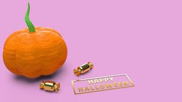 3d rendering cartoon pop art pumpkin on pink background for halloween content. photo