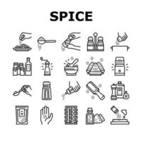 Spice Condiment Herb Collection Icons Set Vector