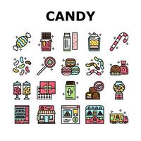 conjunto de iconos de colección de productos de tienda de dulces vector