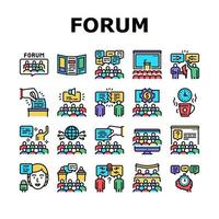 Forum People Meeting Collection Icons Set Vector