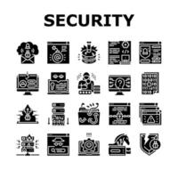 conjunto de iconos de tecnología de sistema de seguridad cibernética vector