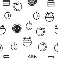 Peach Fruit Vector Seamless Pattern