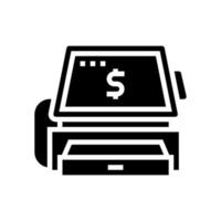 cashier counter with pos terminal glyph icon vector illustration