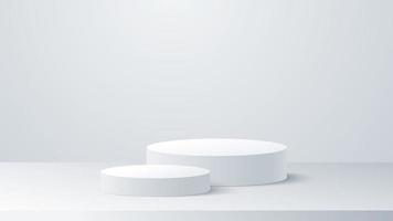 White-gray podium pedestal product display abstract vector background.