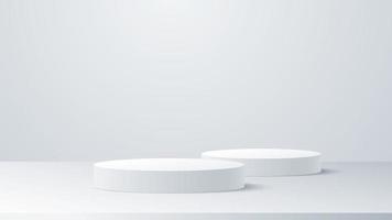 White-gray podium pedestal product display abstract vector background.