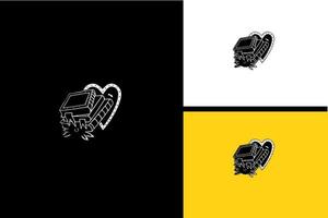 heart and book vector illustration black and white