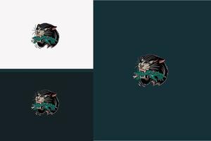 head black and panther angry vector illustration design