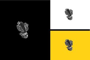 cactus vector illustration black and white