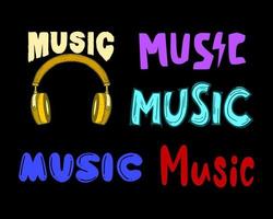 Music typography illustration colorful set free vector
