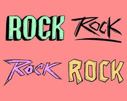 Rock typography illustration colorful set free vector