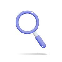 3d vector purple search icon or magnifying glass symbol design illustration