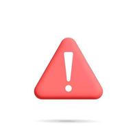 Realistic red danger triangle warning 3d vector design icon