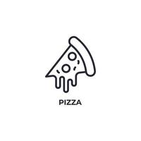 el signo vectorial del símbolo de pizza está aislado en un fondo blanco. color de icono editable. vector