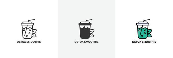 icono de batido de desintoxicación. línea, contorno sólido y relleno versión en color, contorno y signo de vector relleno. símbolo de idea, ilustración de logotipo. gráficos vectoriales