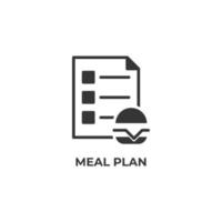 Vector sign of meal plan symbol is isolated on a white background. icon color editable.