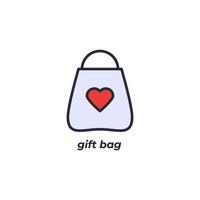 Vector sign of gift bag symbol is isolated on a white background. icon color editable.