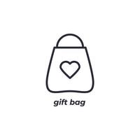Vector sign of gift bag symbol is isolated on a white background. icon color editable.