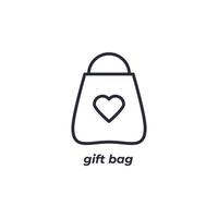 Vector sign of gift bag symbol is isolated on a white background. icon color editable.