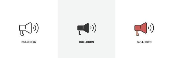 bullhorn icon. Line, solid and filled outline colorful version, outline and filled vector sign. Idea Symbol, logo illustration. Vector graphics