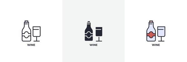 icono de vino. línea, contorno sólido y relleno versión en color, contorno y signo de vector relleno. símbolo de idea, ilustración de logotipo. gráficos vectoriales