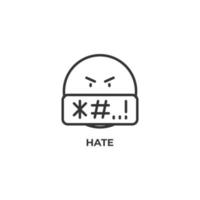 Vector sign of hate symbol is isolated on a white background. icon color editable.