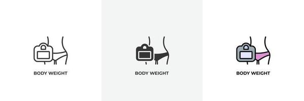 body weight icon. Line, solid and filled outline colorful version, outline and filled vector sign. Idea Symbol, logo illustration. Vector graphics