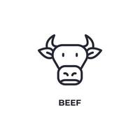 Vector sign of beef symbol is isolated on a white background. icon color editable.