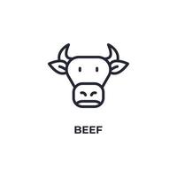 Vector sign of beef symbol is isolated on a white background. icon color editable.