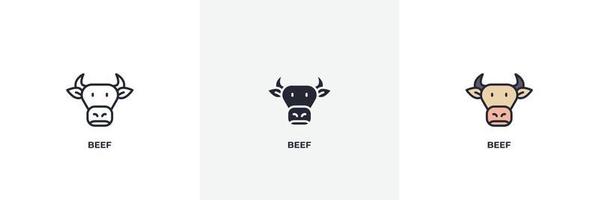 beef icon. Line, solid and filled outline colorful version, outline and filled vector sign. Idea Symbol, logo illustration. Vector graphics