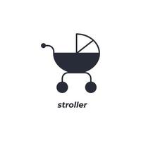 Vector sign of stroller symbol is isolated on a white background. icon color editable.