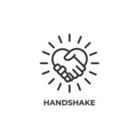 Vector sign of handshake symbol is isolated on a white background. icon color editable.