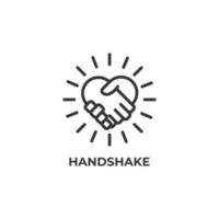 Vector sign of handshake symbol is isolated on a white background. icon color editable.