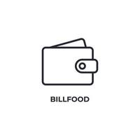 Vector sign of bill food symbol is isolated on a white background. icon color editable.