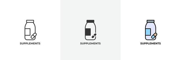 supplements icon. Line, solid and filled outline colorful version, outline and filled vector sign. Idea Symbol, logo illustration. Vector graphics