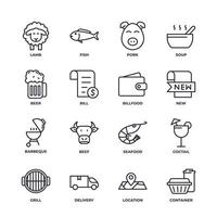 icono de conjunto de restaurante, icono de signo de conjunto de restaurante aislado, color de icono editable. ilustración vectorial vector