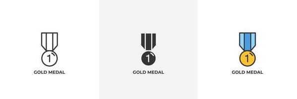 gold medal icon. Line, solid and filled outline colorful version, outline and filled vector sign. Idea Symbol, logo illustration. Vector graphics