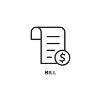 Vector sign of bill symbol is isolated on a white background. icon color editable.