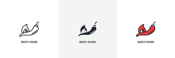 ícono de comida picante. línea, contorno sólido y relleno versión en color, contorno y signo de vector relleno. símbolo de idea, ilustración de logotipo. gráficos vectoriales