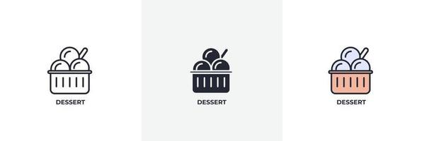 icono de postre. línea, contorno sólido y relleno versión en color, contorno y signo de vector relleno. símbolo de idea, ilustración de logotipo. gráficos vectoriales