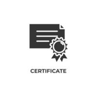 el signo vectorial del símbolo del certificado está aislado en un fondo blanco. color de icono editable. vector