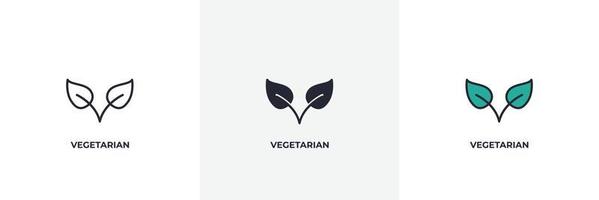 icono vegetariano. línea, contorno sólido y relleno versión en color, contorno y signo de vector relleno. símbolo de idea, ilustración de logotipo. gráficos vectoriales