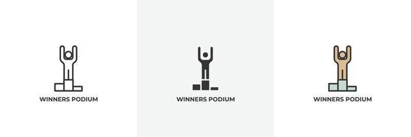 winners podium icon. Line, solid and filled outline colorful version, outline and filled vector sign. Idea Symbol, logo illustration. Vector graphics