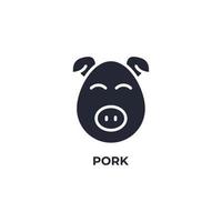 Vector sign of pork symbol is isolated on a white background. icon color editable.