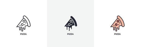 icono de pizza. línea, contorno sólido y relleno versión en color, contorno y signo de vector relleno. símbolo de idea, ilustración de logotipo. gráficos vectoriales