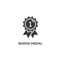 Vector sign of badge medal symbol is isolated on a white background. icon color editable.