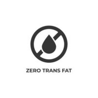 Vector sign of zero trans fat symbol is isolated on a white background. icon color editable.