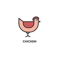 icono de vector de pollo. Ilustración de vector de diseño plano colorido. gráficos vectoriales