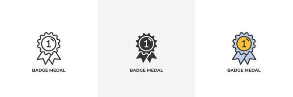 badge medal icon. Line, solid and filled outline colorful version, outline and filled vector sign. Idea Symbol, logo illustration. Vector graphics