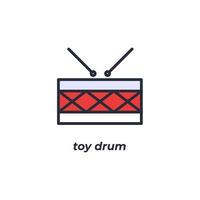 Vector sign of toy drum symbol is isolated on a white background. icon color editable.